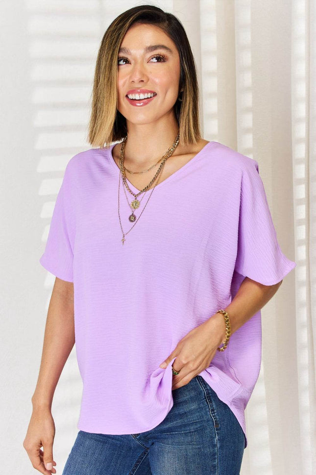 Zenana Texture Short Sleeve T-Shirt - MimiStylez