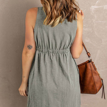 Sleeveless Button Down Mini Magic Dress - MimiStylez