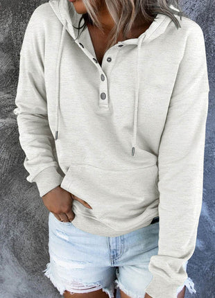 Dropped Shoulder Long Sleeve Hoodie with Pocket - MimiStylez