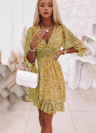 Full Size Ruffled Hem Floral Dress Plus Size - MimiStylez