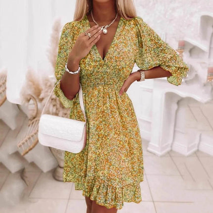 Full Size Ruffled Hem Floral Dress Plus Size - MimiStylez