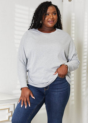 Double Take Seam Detail Round Neck Long Sleeve Top - MimiStylez