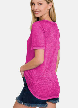 Zenana V-Neck Short Sleeve T-Shirt - MimiStylez