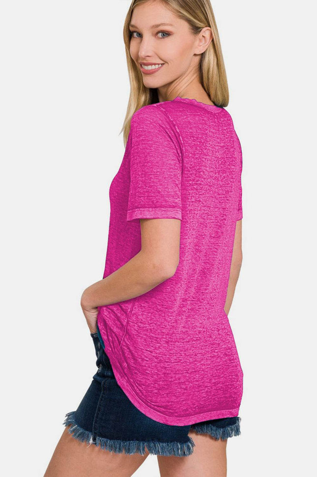 Zenana V-Neck Short Sleeve T-Shirt - MimiStylez
