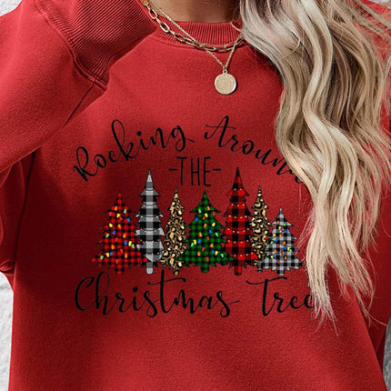 Christmas Tree Graphic Round Neck Sweatshirt - MimiStylez