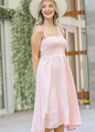 And The Why Smocking Open-Back Sleeveless Midi Dress - MimiStylez