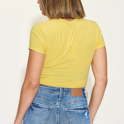 Basic Bae Full Size Ribbed Round Neck Short Sleeve T-Shirt - MimiStylez