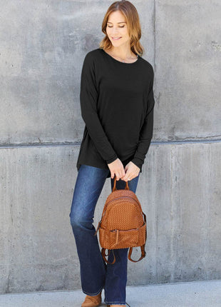 Basic Bae Full Size Round Neck Dropped Shoulder T-Shirt - MimiStylez