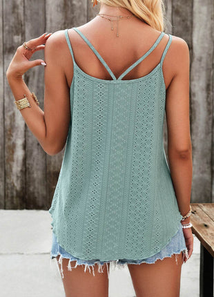 Eyelet V-Neck Double Strap Cami - MimiStylez
