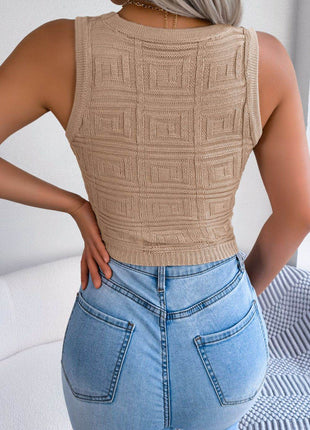 Cutout Sleeveless Knit Top - MimiStylez