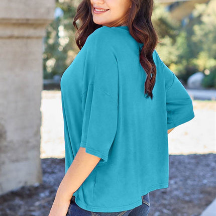 Basic Bae Full Size Round Neck Drop Shoulder T-Shirt - MimiStylez