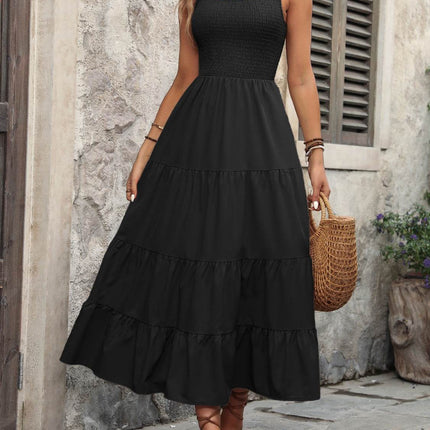 Smocked Scoop Neck Sleeveless Tank Dress - MimiStylez