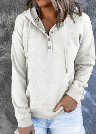 Dropped Shoulder Long Sleeve Hoodie with Pocket - MimiStylez