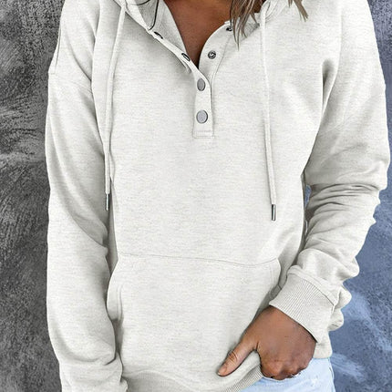 Dropped Shoulder Long Sleeve Hoodie with Pocket - MimiStylez