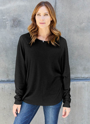 Double Take Full Size Round Neck Long Sleeve T-Shirt - MimiStylez