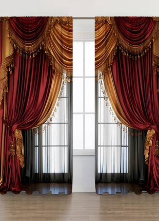 2PCs European Curtain Christmas Series