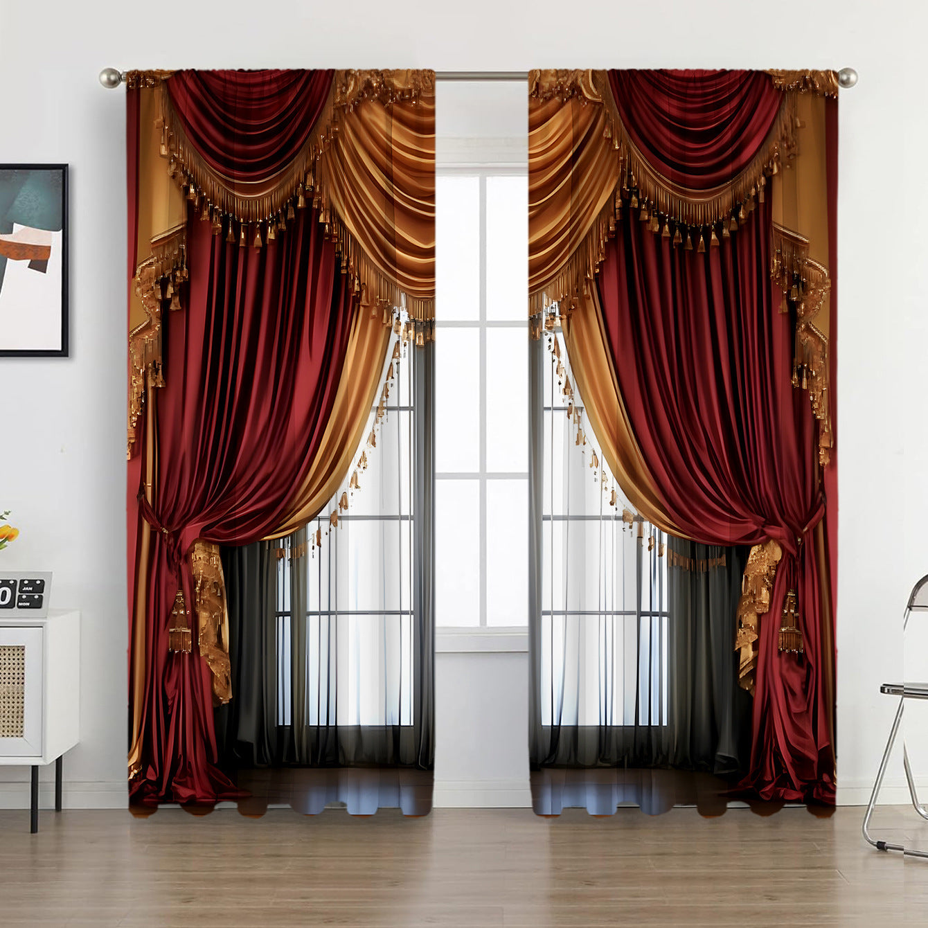 2PCs European Curtain Christmas Series