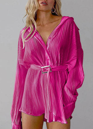 Button Up Dropped Shoulder Shirt Dress - MimiStylez