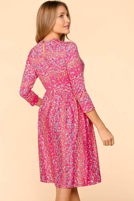 Haptics Round Neck Floral Dress with Pockets - MimiStylez