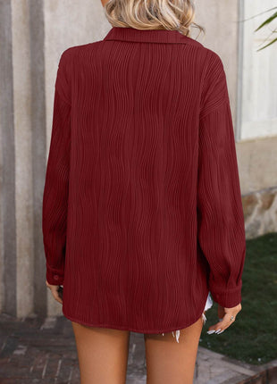 Button Up Dropped Shoulder Shirt - MimiStylez