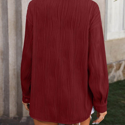 Button Up Dropped Shoulder Shirt - MimiStylez