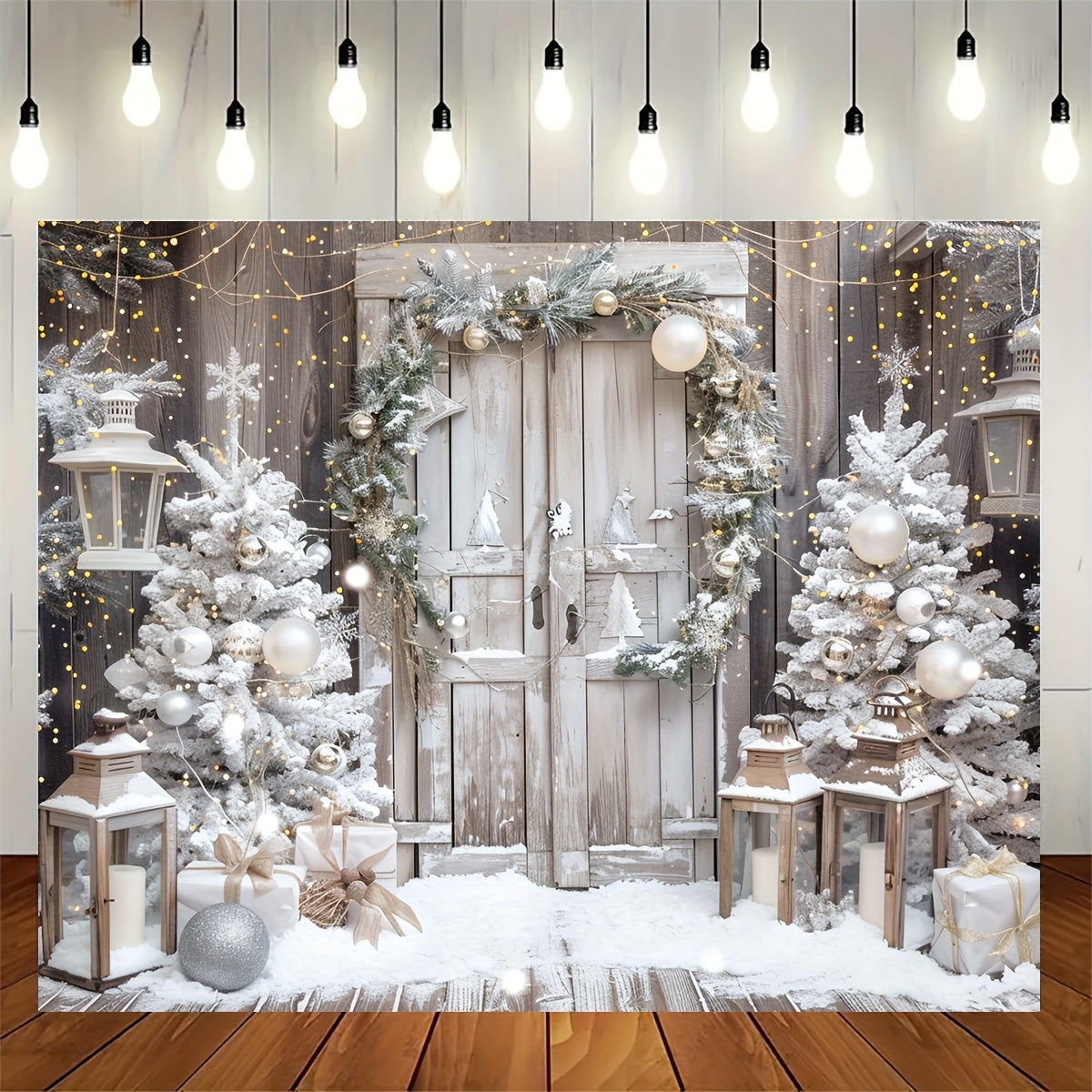 Christmas Cheer Photography Backdrop - Xmas Tree & Snowy Gifts Design, Polyester Banner for Family Parties, Photo Studio Props, and Home Decor - Available in 70.8x90.5" or 39.5x59, Christmas Decor