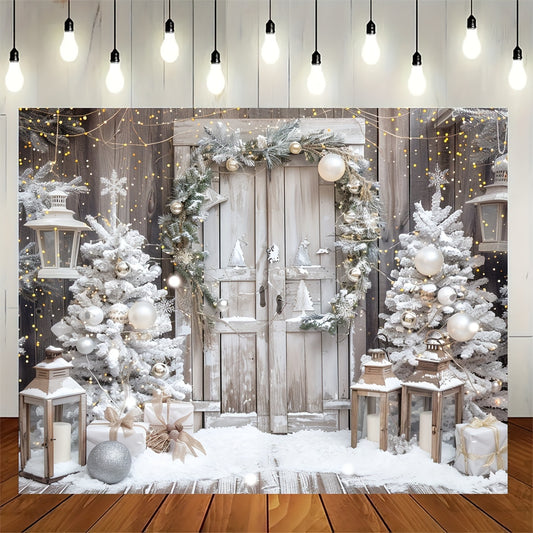 Christmas Cheer Photography Backdrop - Xmas Tree & Snowy Gifts Design, Polyester Banner for Family Parties, Photo Studio Props, and Home Decor - Available in 70.8x90.5" or 39.5x59, Christmas Decor