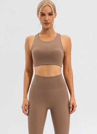 Round Neck Cutout Cropped Active Tank - MimiStylez