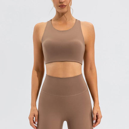Round Neck Cutout Cropped Active Tank - MimiStylez