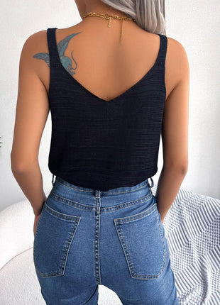 Openwork Scoop Neck Knit Tank Top - MimiStylez