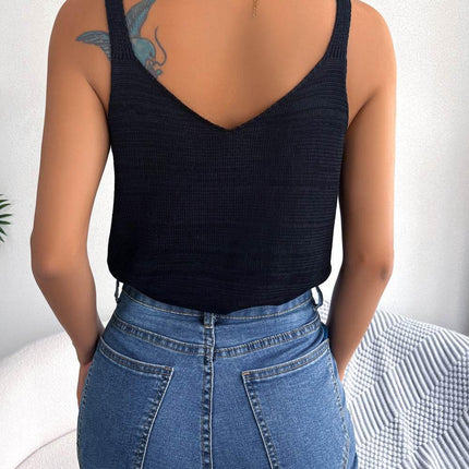 Openwork Scoop Neck Knit Tank Top - MimiStylez
