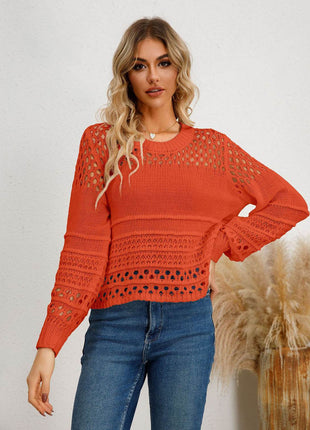 Cutout Round Neck Knit Top - MimiStylez