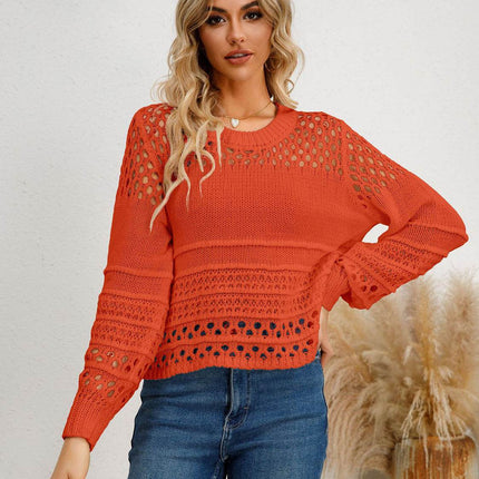 Cutout Round Neck Knit Top - MimiStylez