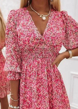 Full Size Ruffled Hem Floral Dress Plus Size - MimiStylez