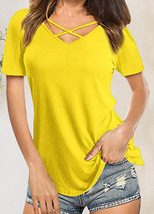 Crisscross Short Sleeve T-Shirt - MimiStylez