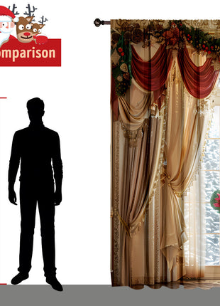 2PCs Christmas Curtain 3D Digital Printing