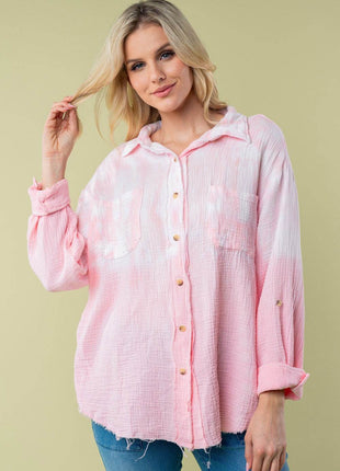 White Birch Full Size Long Sleeve Tie Dye Shirt - MimiStylez