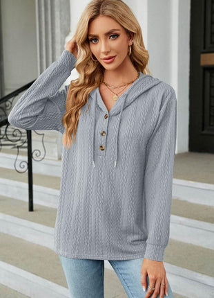 Cable-Knit Long Sleeve Hoodie - MimiStylez