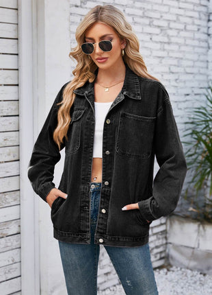 Pocketd Button Up Detachable Hooded Denim Jacket - MimiStylez
