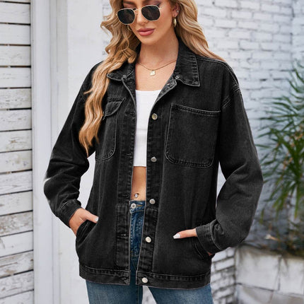 Pocketd Button Up Detachable Hooded Denim Jacket - MimiStylez
