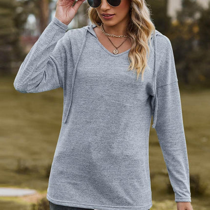 Drawstring Dropped Shoulder Hooded T-Shirt - MimiStylez