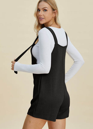 Double Take Full Size Texture Sleeveless Romper - MimiStylez