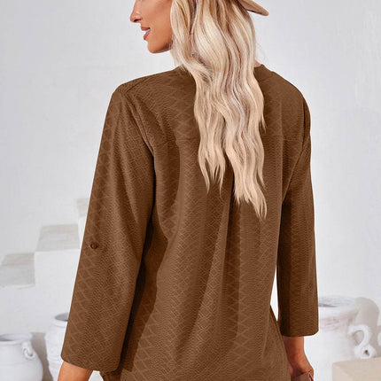 Notched Roll-Tab Sleeve T-Shirt - MimiStylez