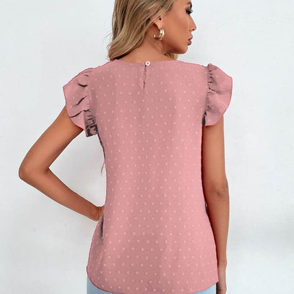Swiss Dot Cap Sleeve Blouse - MimiStylez