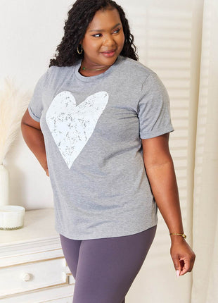Simply Love Heart Graphic Cuffed Short Sleeve T-Shirt - MimiStylez