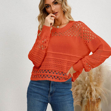 Cutout Round Neck Knit Top - MimiStylez