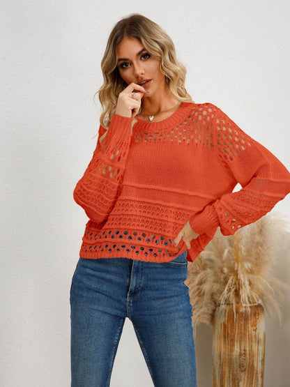 Cutout Round Neck Knit Top - MimiStylez