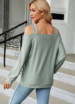Cold Shoulder Square Neck Cutout Blouse - MimiStylez
