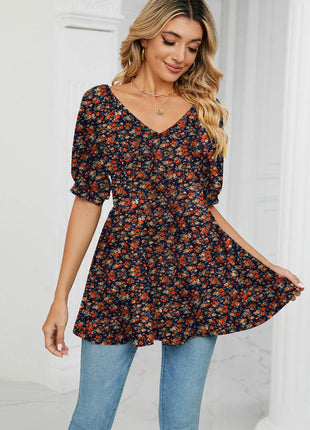V-Neck Babydoll Blouse - MimiStylez