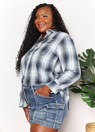 Plaid Dropped Shoulder Shirt - MimiStylez